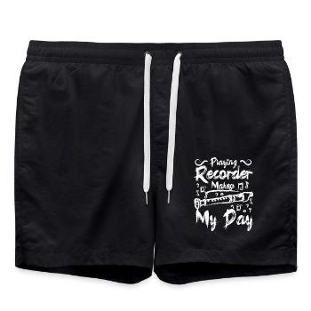 Playing recorder makes my day - Badeshorts - Schwarz - Vorne - AI Model Male 185 light (185cm)
