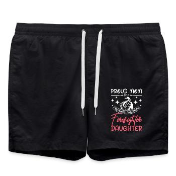 Fière maman d’une fille pompier géniale - Short de bain - noir - Devant - AI Model Male 185 light (185cm)