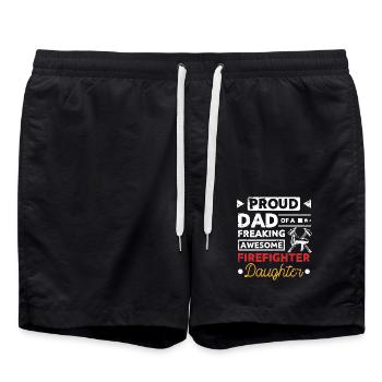 Fier papa d’une fille pompière géniale - Short de bain - noir - Devant - AI Model Male 185 light (185cm)
