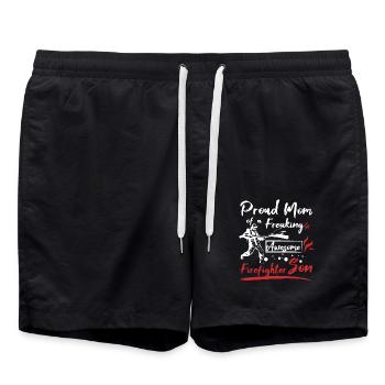 Proud mom of an awesome firefighter son - Badeshorts - Schwarz - Vorne - AI Model Male 185 light (185cm)
