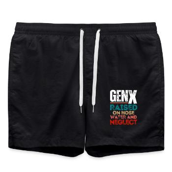 Gen X - Farben im Retro-Stil - Badeshorts - Schwarz - Vorne - AI Model Male 185 light (185cm)
