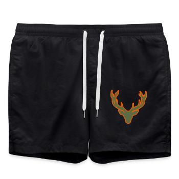 Hirschkopf – Für Jäger & Naturfreunde - Badeshorts - Schwarz - Vorne - AI Model Male 185 light (185cm)