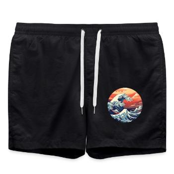 Große Welle La Grande Vague Kanagawa - Short de bain - noir - Devant - AI Model Male 185 light (185cm)