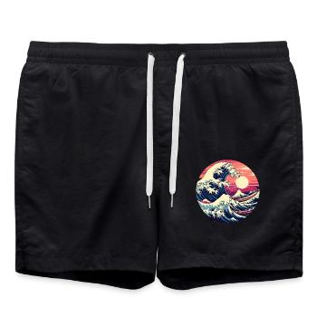 Große Welle La Grande Vague Kanagawa - Short de bain - noir - Devant - AI Model Male 185 light (185cm)