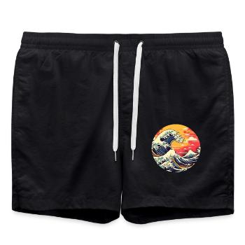 Große Welle La Grande Vague Kanagawa - Short de bain - noir - Devant - AI Model Male 185 light (185cm)