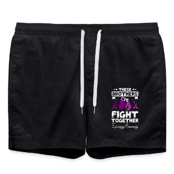 These brothers fight together, epilepsy awareness - Swim Trunks - black - Front - AI Model Male 185 light (185cm)