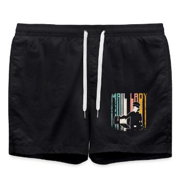 Retro Vintage Mail lady - Badeshorts - Schwarz - Vorne - AI Model Male 185 light (185cm)