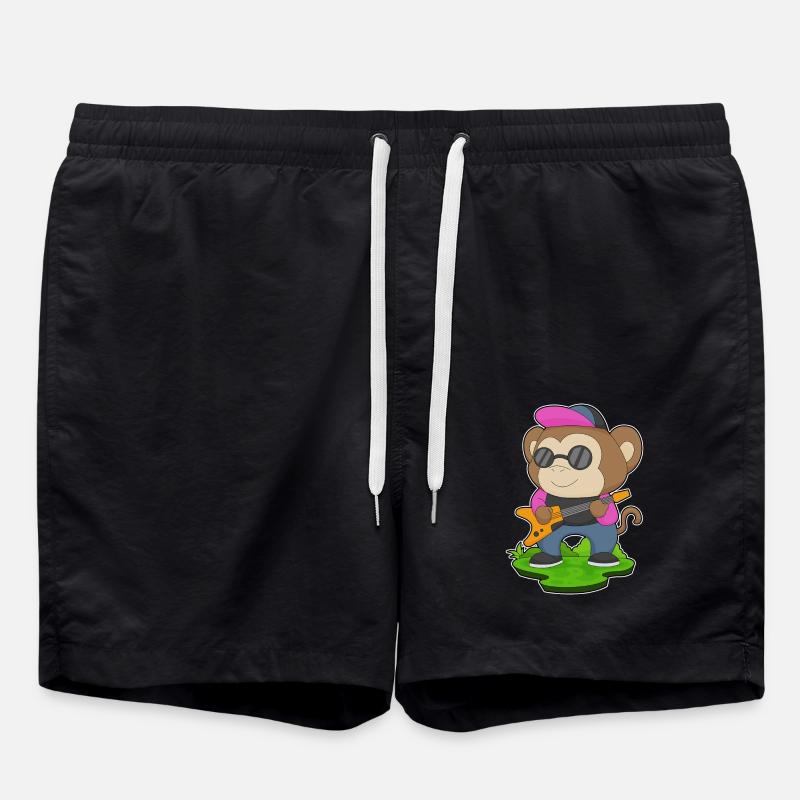 Monkey Musician Guitar Music - Swim Trunks - black