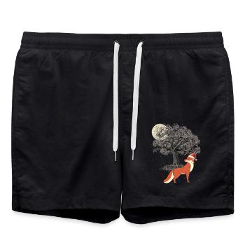 Winter Schnee Fuchs Wildnis Natur Waldtiere Füchse - Badeshorts - Schwarz - Vorne - AI Model Male 185 light (185cm)