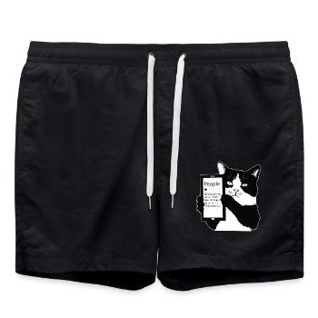 1 Stern Menschen Lustiger Katzenliebhaber Versagt Bei Katze - Badeshorts - Schwarz - Vorne - AI Model Male 185 light (185cm)
