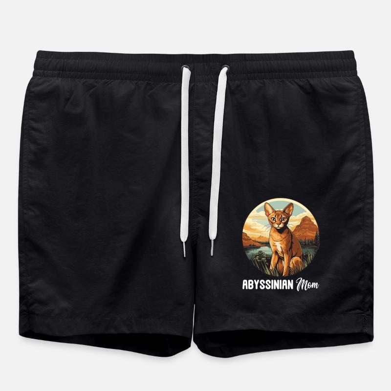 Abyssinian Cat Abessinierkatze - Swim Trunks - black