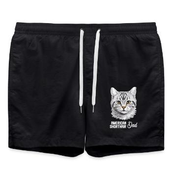 Chat Chats American Shorthair - Short de bain - noir - Devant - AI Model Male 185 light (185cm)