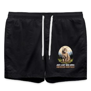 Cat Cats American Bobtail - Swim Trunks - black - Front - AI Model Male 185 light (185cm)
