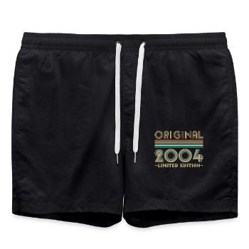 Original 2004 Vintage Retro Anniversary Gift - Swim Trunks - black - Front - AI Model Male 185 light (185cm)