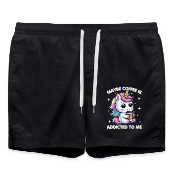 Maybe Coffee Is Addicted To Me Unicorn Funny - Swim Trunks - black - Front - AI Model Male 185 light (185cm)