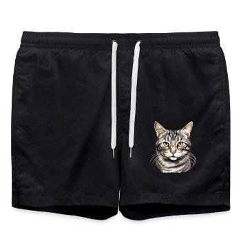 Cat Cats American Wirehair - Swim Trunks - black - Front - AI Model Male 185 light (185cm)
