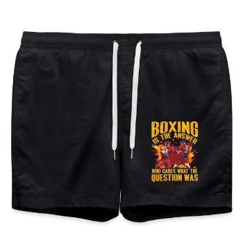 Boxing is the answer who cares what the question - Swim Trunks - black - Front - AI Model Male 185 light (185cm)