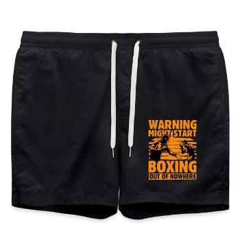 Warning may start Boxing out of Nowhere - Swim Trunks - black - Front - AI Model Male 185 light (185cm)