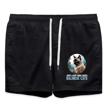 Chat balinais Balinesenkatze - Short de bain - noir - Devant - AI Model Male 185 light (185cm)