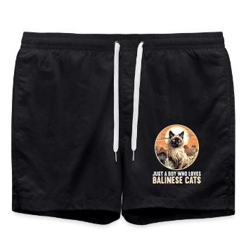 Chat balinais Balinesenkatze - Short de bain - noir - Devant - AI Model Male 185 light (185cm)