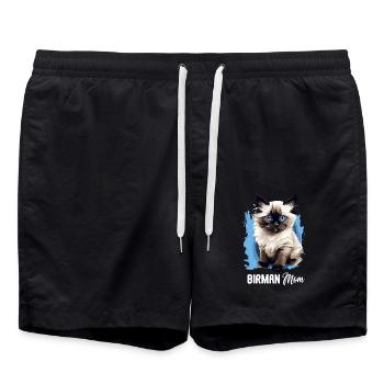 Chat de Birmanie Birma Katze - Short de bain - noir - Devant - AI Model Male 185 light (185cm)