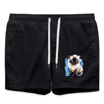 Chat de Birmanie Birma Katze - Short de bain - noir - Devant - AI Model Male 185 light (185cm)