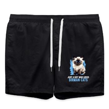 Chat de Birmanie Birma Katze - Short de bain - noir - Devant - AI Model Male 185 light (185cm)