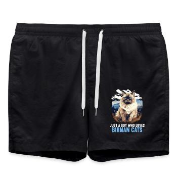 Chat de Birmanie Birma Katze - Short de bain - noir - Devant - AI Model Male 185 light (185cm)