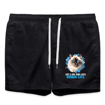 Chat de Birmanie Birma Katze - Short de bain - noir - Devant - AI Model Male 185 light (185cm)