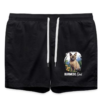 Burmese Cat Burma Katze - Swim Trunks - black - Front - AI Model Male 185 light (185cm)