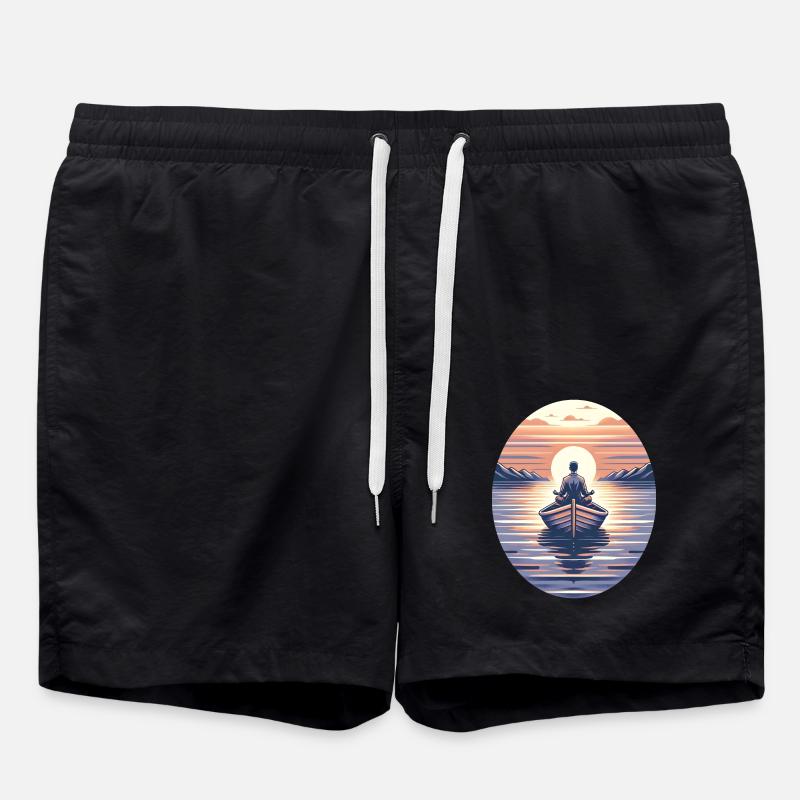 Sailboat, Meditation, Sunset, Nature - Swim Trunks - black