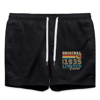 Original 1935 Vintage Retro Jubiläumsgeschenk - Badeshorts - Schwarz - Vorne - AI Model Male 185 light (185cm)