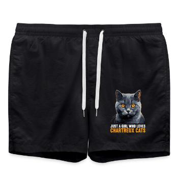 Chartreux Cat Carthusian Cat - Swim Trunks - black - Front - AI Model Male 185 light (185cm)