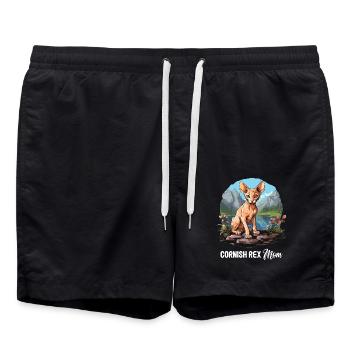 Cornish Rex Kitten Cornish Rex Cat - Swim Trunks - black - Front - AI Model Male 185 light (185cm)