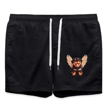 Rottweiler Angel Dessin Animé Mignon - Short de bain - noir - Devant - AI Model Male 185 light (185cm)