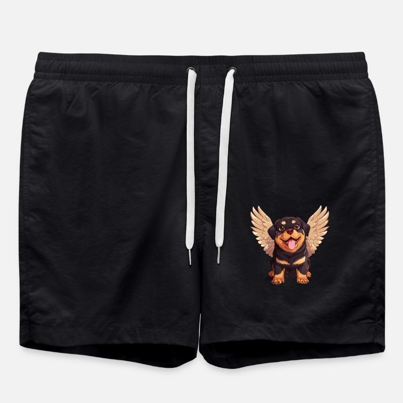Rottweiler Angel Dessin Animé Mignon - Short de bain - noir