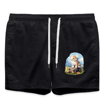 Cymric Kitten Cymric Cat - Short de bain - noir - Devant - AI Model Male 185 light (185cm)
