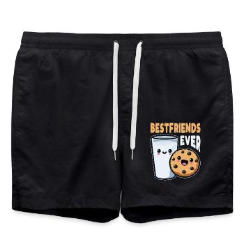 Milch Und Kekse Beste Freunde Immer Lustiger Morgen - Badeshorts - Schwarz - Vorne - AI Model Male 185 light (185cm)
