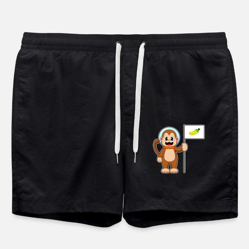 Singe, Banane, Astronaute, Espace - Short de bain - noir