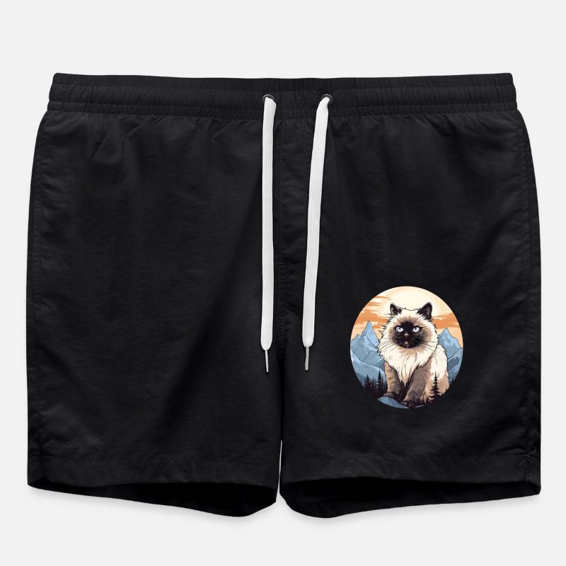 Himalayan Cat Colourpoint Katze - Swim Trunks - black