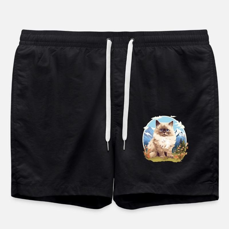 Himalayan Cat Colourpoint Katze - Swim Trunks - black