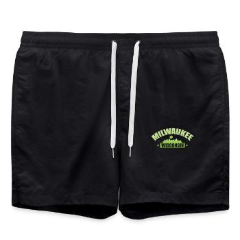 Milwaukee, Wisconsin, a city in Wisconsin - Swim Trunks - black - Front - AI Model Male 185 light (185cm)
