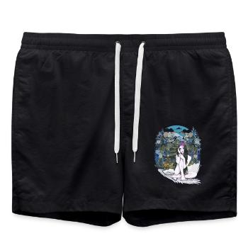 Elf Fairy Nature Fantasy Eggshell Woodland Vintage - Swim Trunks - black - Front - AI Model Male 185 light (185cm)