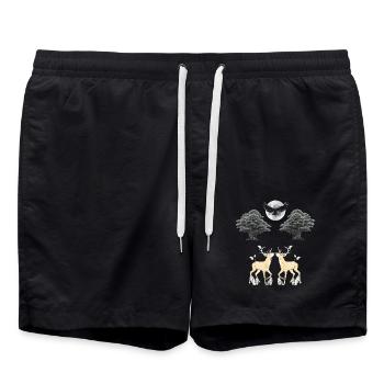 Nacht Himmel Natur Adler Wildnis Wildtiere Rehbock - Badeshorts - Schwarz - Vorne - AI Model Male 185 light (185cm)