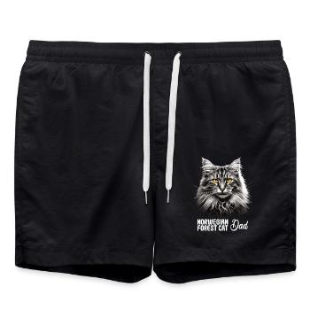 Norwegian Forest Cat Norwegische Waldkatze - Badeshorts - Schwarz - Vorne - AI Model Male 185 light (185cm)