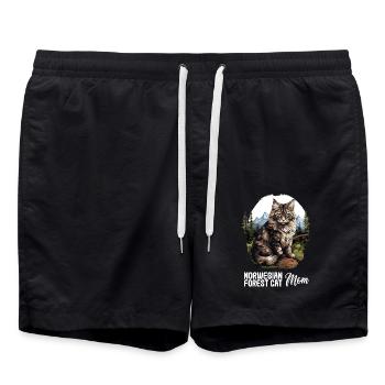 Norwegian Forest Cat Norwegische Waldkatze - Badeshorts - Schwarz - Vorne - AI Model Male 185 light (185cm)