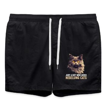 Chaton Nebelung Chat Nebelung - Short de bain - noir - Devant - AI Model Male 185 light (185cm)