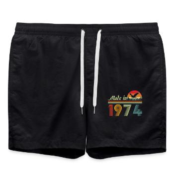 1974 Vintage Retro Birthday Gift - Swim Trunks - black - Front - AI Model Male 185 light (185cm)