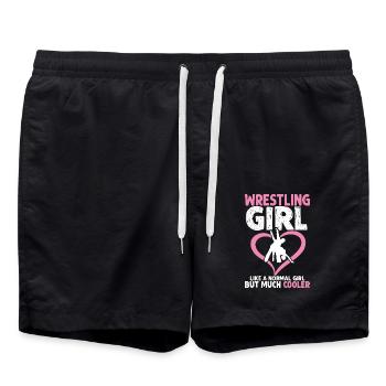 Wrestling Girl comme une fille normale mais beaucoup plus cool - Short de bain - noir - Devant - AI Model Male 185 light (185cm)
