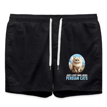 Persian Cat Perserkatze - Swim Trunks - black - Front - AI Model Male 185 light (185cm)